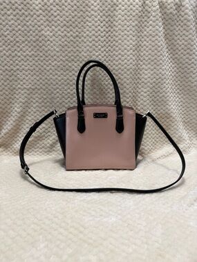 Kate Spade Pink and Black Leather Jeanne Purse with Crossbody Strap